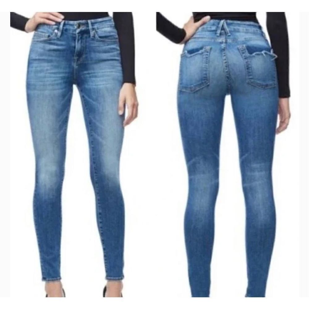 Good American Good Legs Ripped Pocket Jeans GLCCP899T Blue107 Skinny